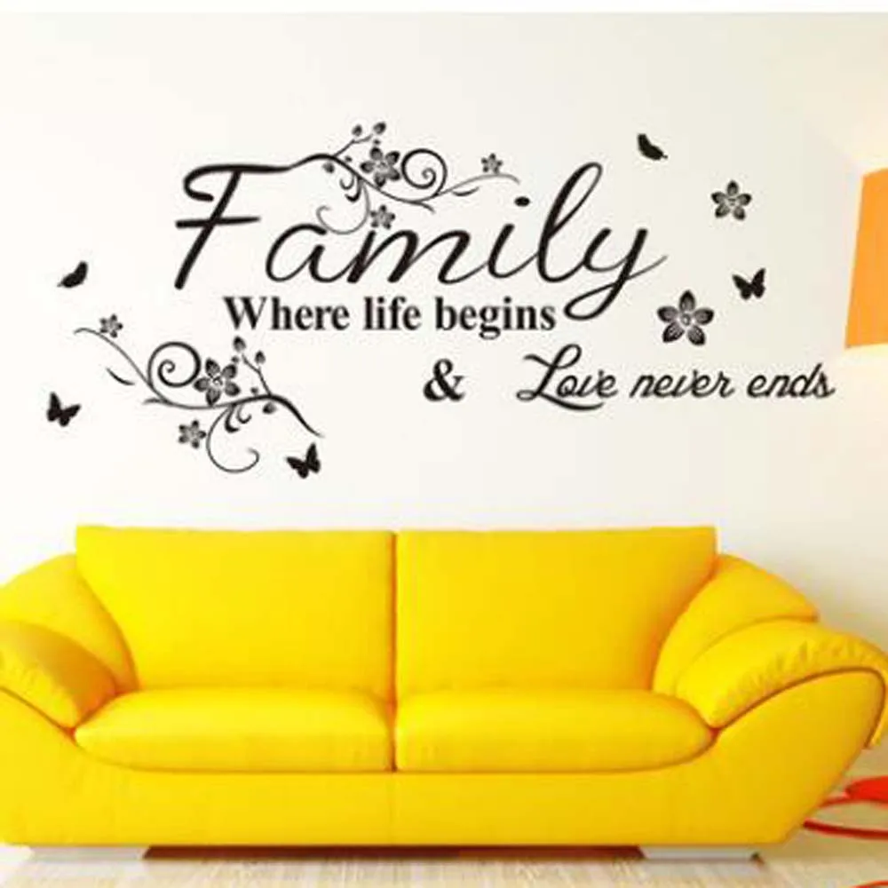 

Hot Sale Wall Stickers Art Family Beautiful Flower Wall Stickers Home Words Decor Wall Sticker Poster PVC Wallpaper
