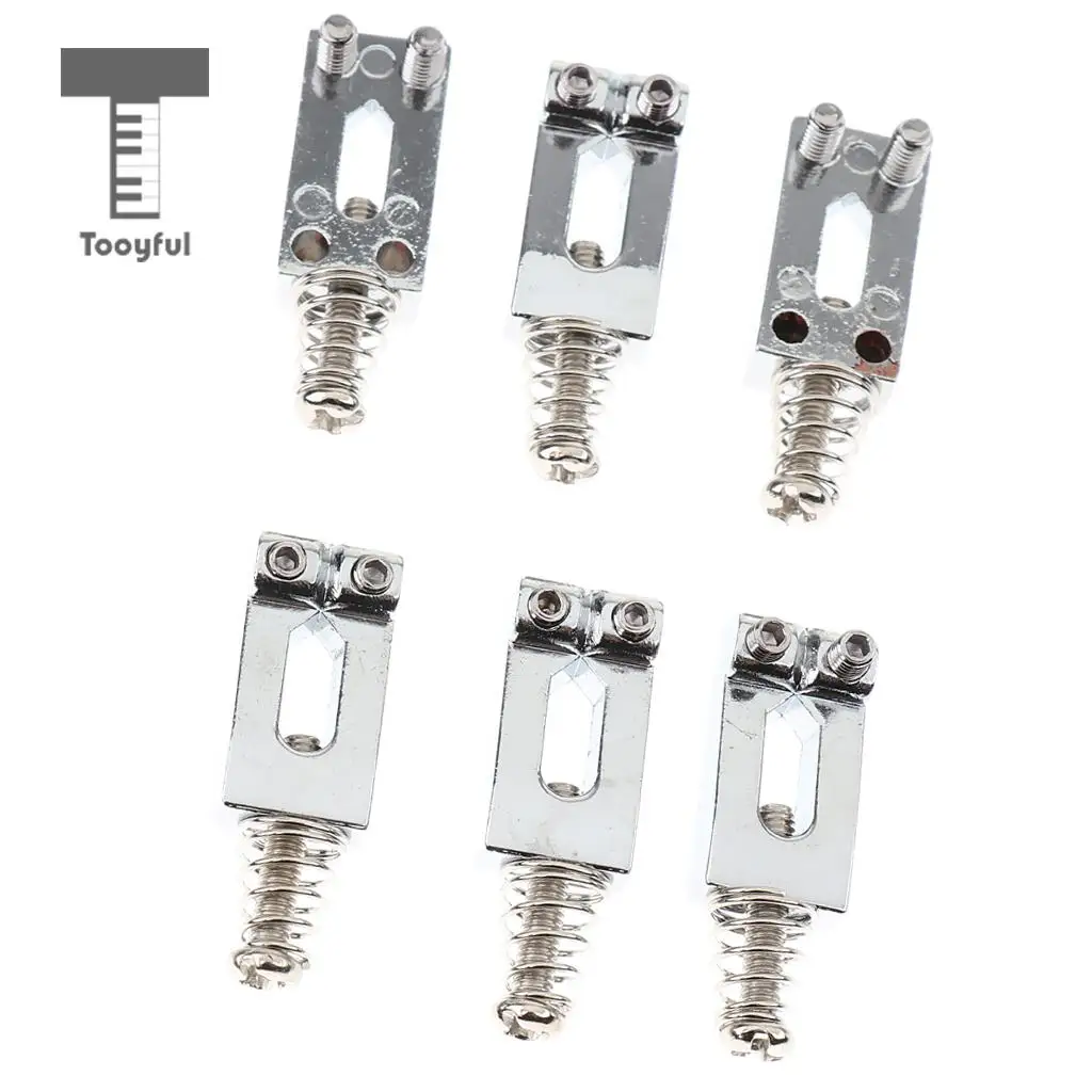 Tooyful 6Pcs Zinc Alloy Material Guitar Roller Bridge Saddles Nut Silver Strat Tremolo Trem Bridge for Acoustic Guitar