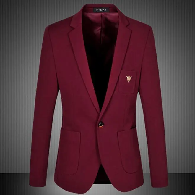 2016 hombres sólido Blazers moda de la marca Velvet traje azul oscuro para hombre delgado vestido