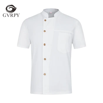

Unisex Summer Solid Color Short Sleeve Restaurant Uniform Shirt Chef Jacket Food Service Hotel Kitchen Workwear Chef Jacket