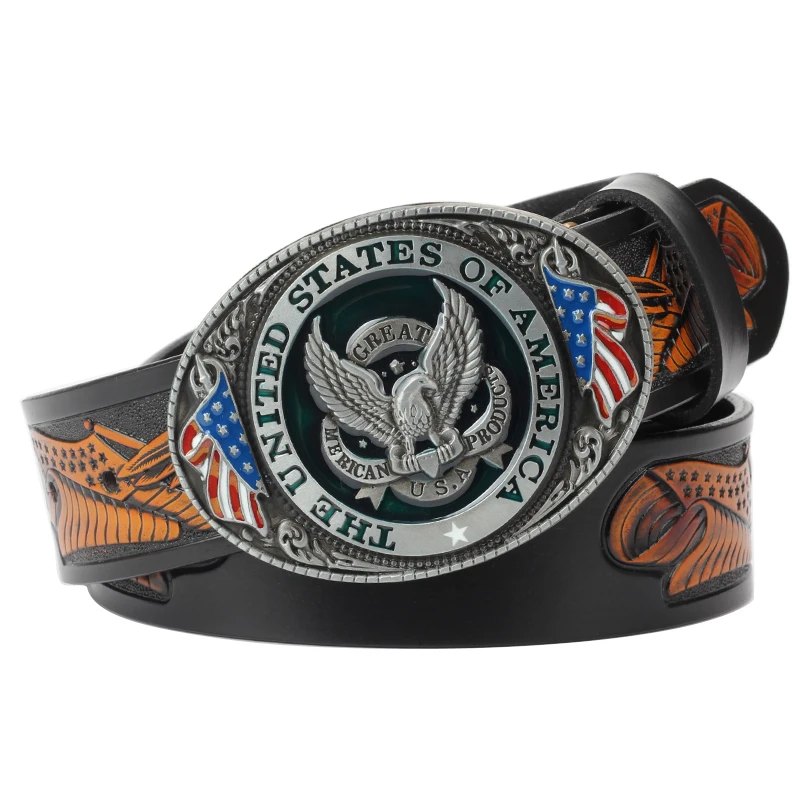

eagle belt buckle Genuine leather men's casual belt bulk belt