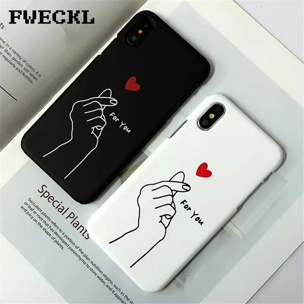 

Phone Case For iPhone 5 5S SE Korean style Love Heart Finger Gesture Cover For iPhone 6 6S 7 8 Plus X 10 Matte Hard PC Shell