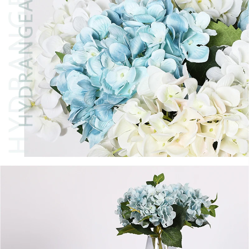 Xuanxiaotong 45 cm 1 pc Long Stem Silk Hydrangea Artificial Flowers Branch Purple White Pink Green Blue Hydrangea Faux Flowers