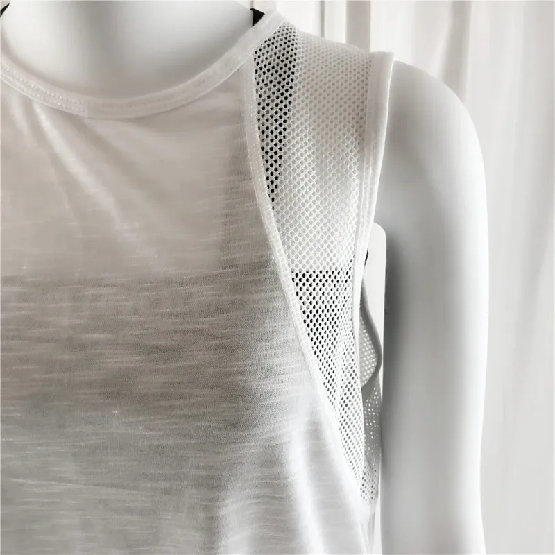 Mesh Breathable Sport T Shirt LooseTees For Running Sleeveless Women Yoga Gym Top Cotton YD43 |