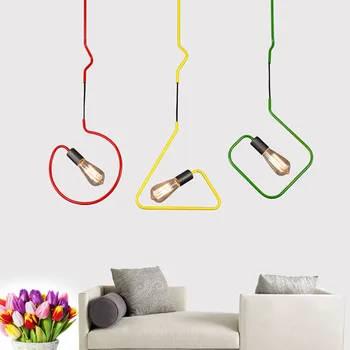 

room restaurant dining cafe store bar red/green/yellow lamps Creative iron Triangular rectangle 1 head pendant lights ZA FG891