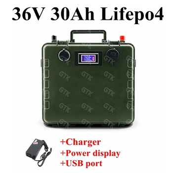 

36V 30Ah Lifepo4 Lithium Rechargeable Battery Pack with BMS for RV Robots Solar energy system E Scooter motorcycle+5A Charger