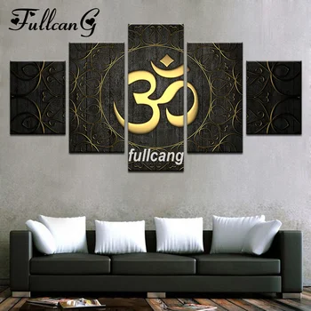 

FULLCANG 5PCS Diy Full Square Diamond Embroidery Muslim Culture Icon Diamond Painting Cross Stitch 5D Mosaic Needlework D930