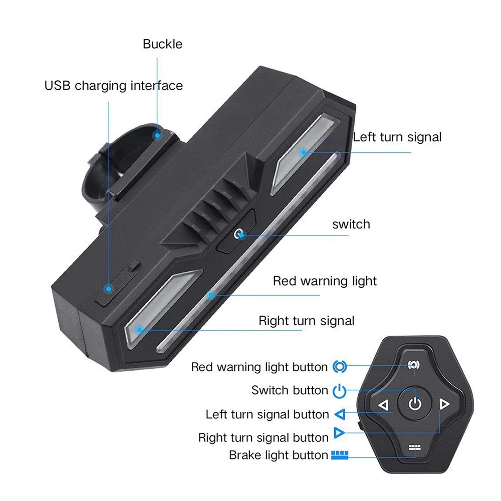 Top Bike Tail Light with Turn Signals,Wireless Remote Control Bicycle Tail Light,Safety Brake Lights and Warning Light,2200mAh USB 4