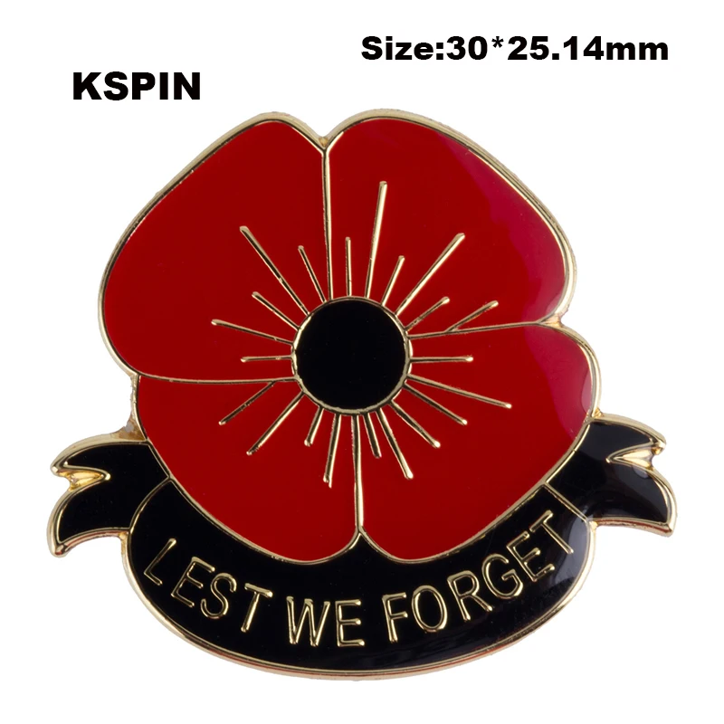 

Lest We Forget Poppy Flower Lapel Pin Badges for Clothes in Patches Rozety Papierowe Icon Backpack XY0120