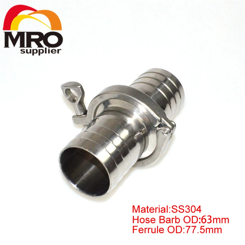 1 1/2" 63mm Sanitary Hose Barb Ferrule +2.5" Tri Clamp + Silicone