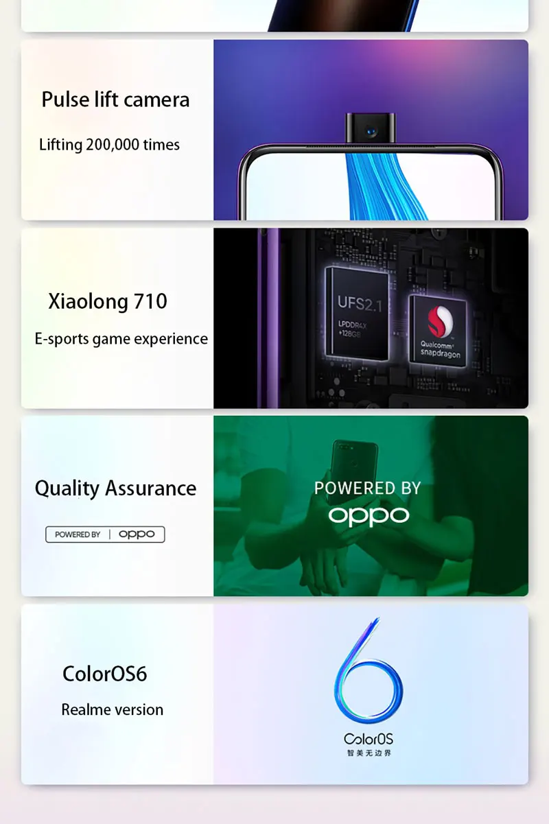 Newmodel Oppo Realme X 4G LTE Sim Free Phone Snapdragon 710 Android 9.0 6.53" 2340X1080 8GB RAM 256GB ROM 48.0MP Fingerprint