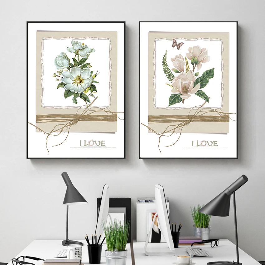 Posteres De Impresion De Arte De Pared De Flores De Magnolia Rosa