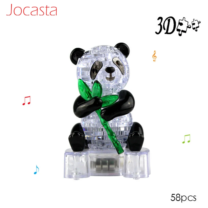 

3D Crystal Puzzle cute panda with Musical & Flashing DIY Model Building Toy Birthday Gift Puzzle Toys Kids Intelligence Toys ]