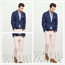 Новое поступление года, повседневный стиль, льняной мужской костюм из 2 предметов, темно-синие облегающие смокинги для жениха, мужские свадебные вечерние пляжные костюмы