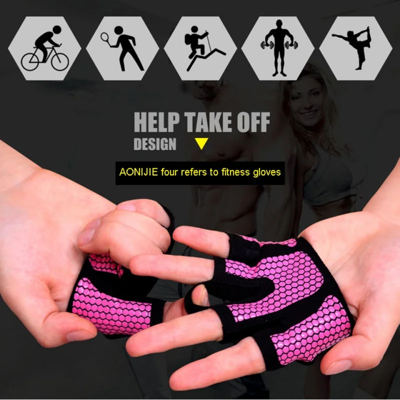 A Pair protiskluzové silikonové silné tréninkové rukavice pro muže a ženy Gymové rukavice Body Building Cvičení Sportovní rukavice Fitness