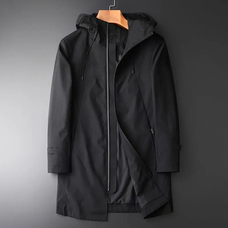 Minglu ветровка мужская осенняя и зимняя новая модная трендовая приталенная куртка Мужская Jaqueta Masculina средней длины с капюшоном Тренч пальто - Цвет: H-F1702