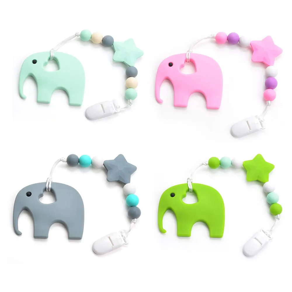 

Silicone Pendant Necklace Baby Teether Hand made Funny Colorful Teeting Beads Clip Holder Pacifier Clips Soother Chain For Baby