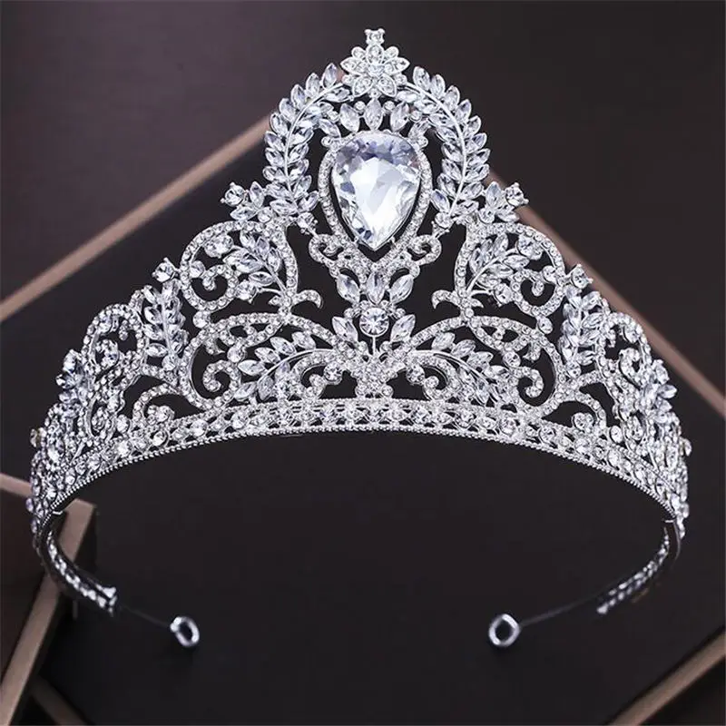 

Queen Tiara Crown Water Drop Crystal Headbands Women Bridal Tiaras and Crowns Wedding Hair Jewelry Accessories Pageant Diadem