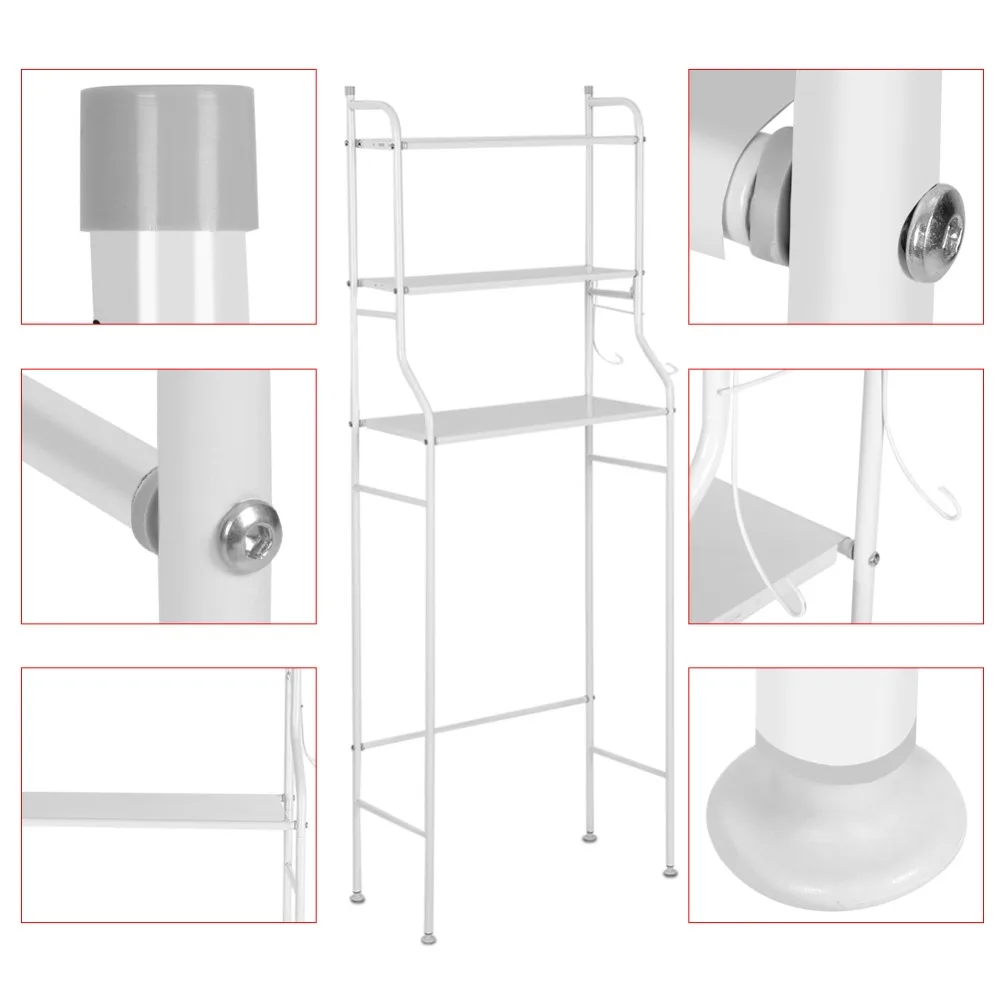 3-многоярусный Железный туалетный вешалка для полотенца держатель для ванной полки органайзер для магазина шампунь/полотенце и т. Д. Аксессуар-белый