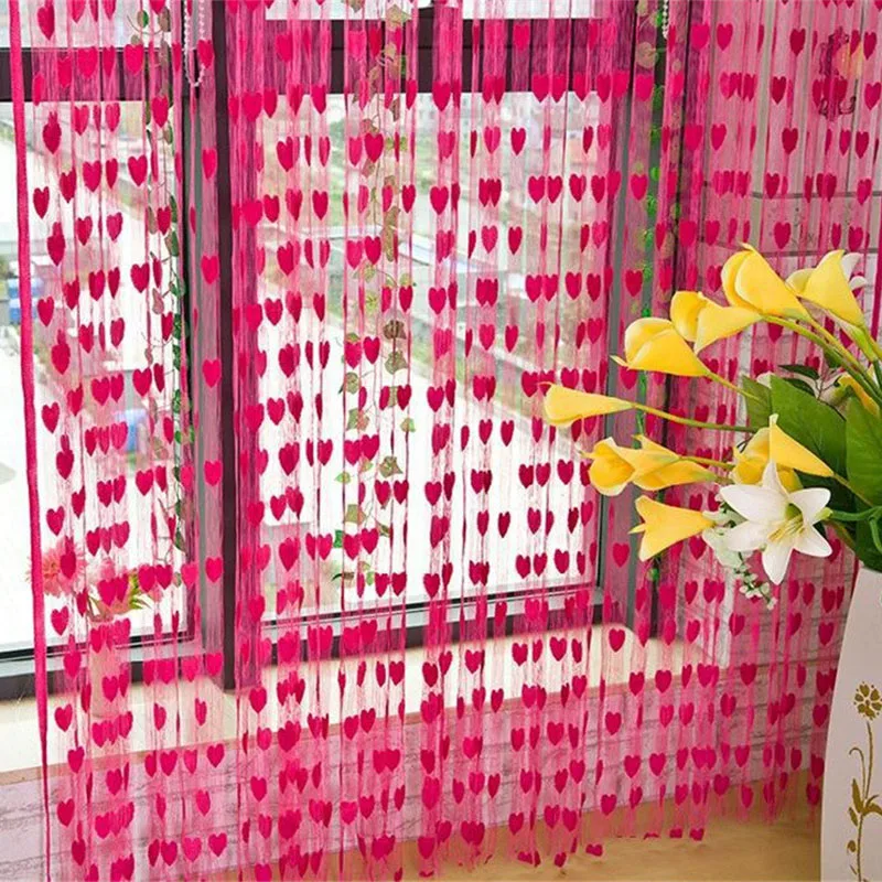 Love heart Line String Curtain Window Shades Door Divider Sheer Separate Curtain Romantic Wedding Decor Curtain Home Decoration13