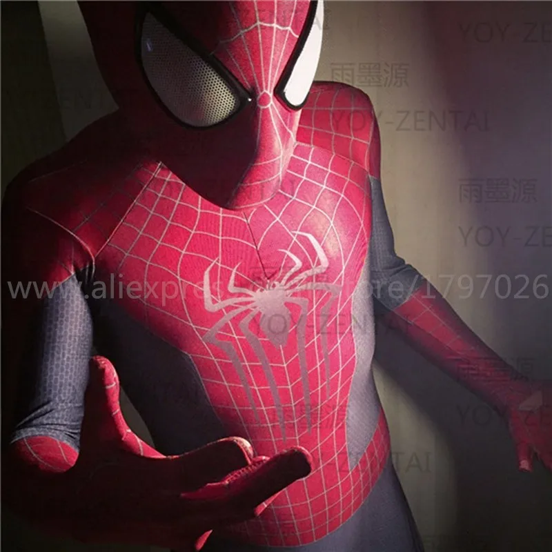 Костюм Супергероя человека-паука на Хеллоуин, 2, синий, красный, зентай, костюм Человека-паука для женщин, мужчин и детей, с наглазником и обувью