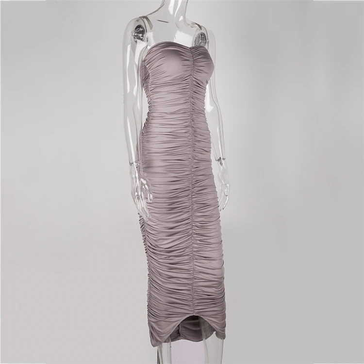 Женское летнее платье NewAsia, сексуальное, без бретелек, облегающее, макси, платья, женские, вечерние, для сна, плиссированное, длинное, женское, Повседневное платье