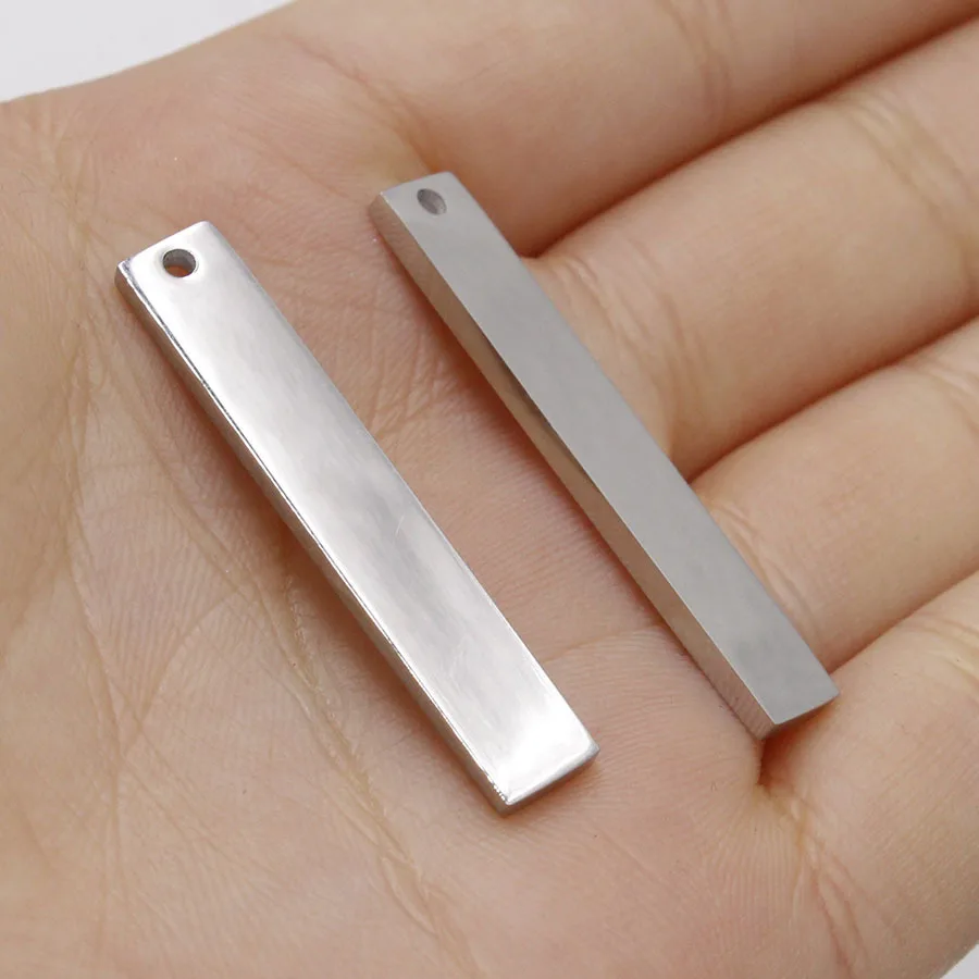 

20pc 6*35mm Steel Color Stainless steel Small Blank Long Strip Charm pendant For Necklace DIY Women Handmade Jewelry Making