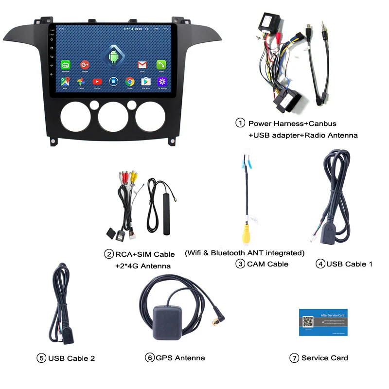 Top 4G Lte All Netcom 9 inch Android 8.0 full touch screen car multimedia system For Ford S-Max Galaxy 2007-2008 gps navigation 4
