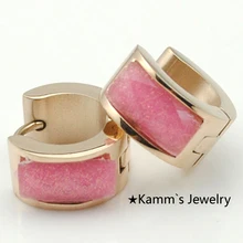 Рождественский человек для женщин Девушка Акриловые бусины Розовые модный обруч золотые серьги 316L ювелирные изделия из нержавеющей стали Панк и KE385