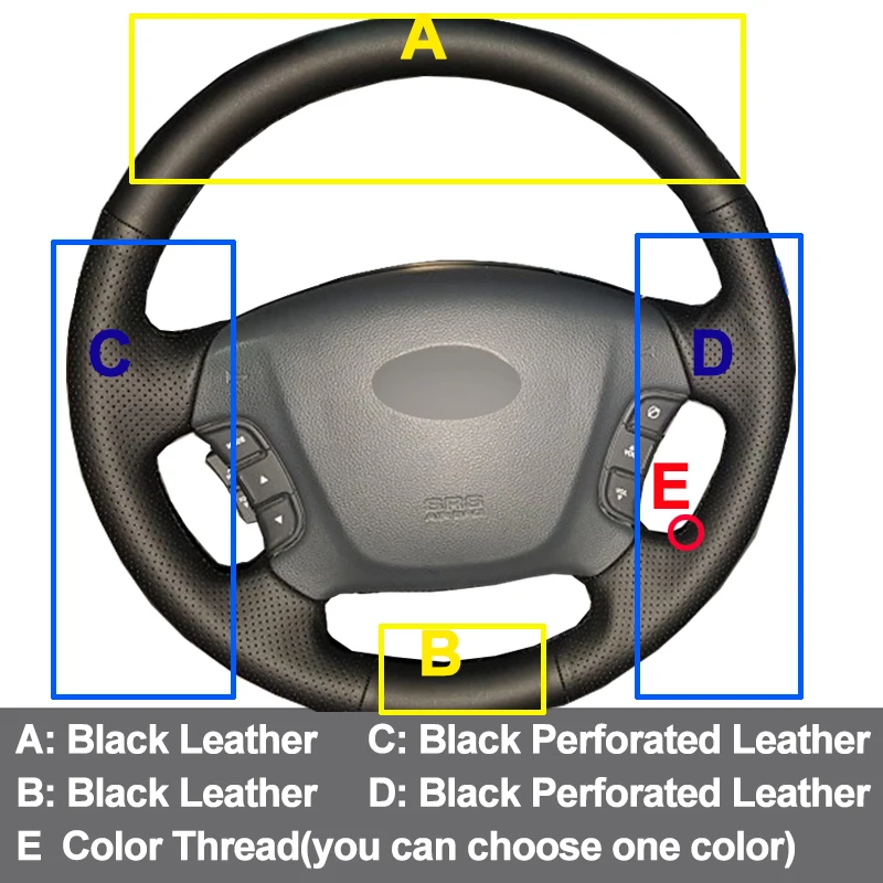HuiER ручной пошив чехол рулевого колеса автомобиля дышащий нескользящий черный кожаный для Kia Carens 2007-2011 Автомобильный Стайлинг автомобиля аксессуары