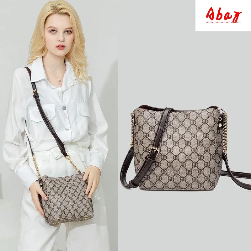 

Abay Female bag 2019 new wild bucket bag temperament goddess print bag large capacity single shoulder Messenger bag