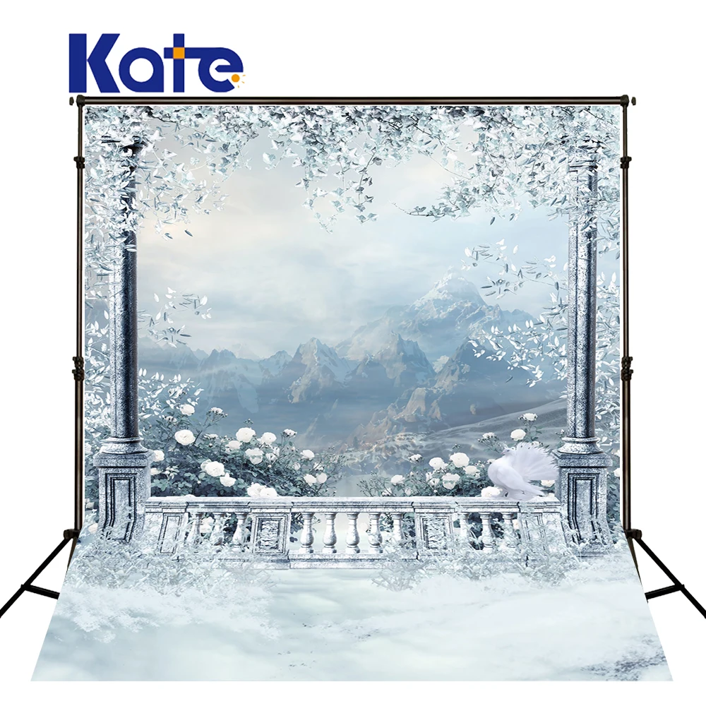 

Kate Winter Snow Balcony White Flower Background Outdoor Wedding Backdrop Large Size Seamless Photo For Photography Studio