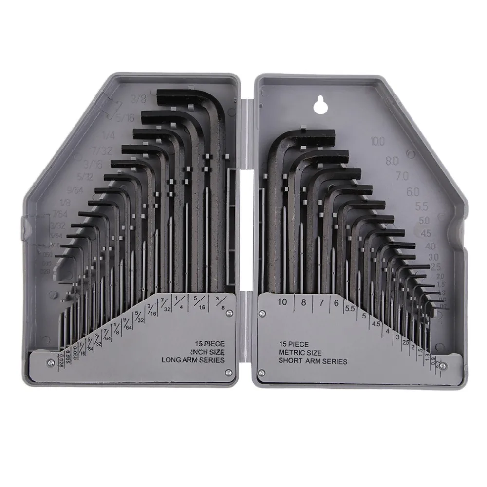 

Car 30pcs Combo Hex Key Allen Allan Metric Inch Wrench Set Hand Tools Home Repairing Kits Combination