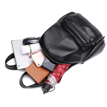 

2020 100% Genuine Leather Women's Backpack Soft Top Layer Cowhide Female Ladies' School Style Bags Purse Bagpack