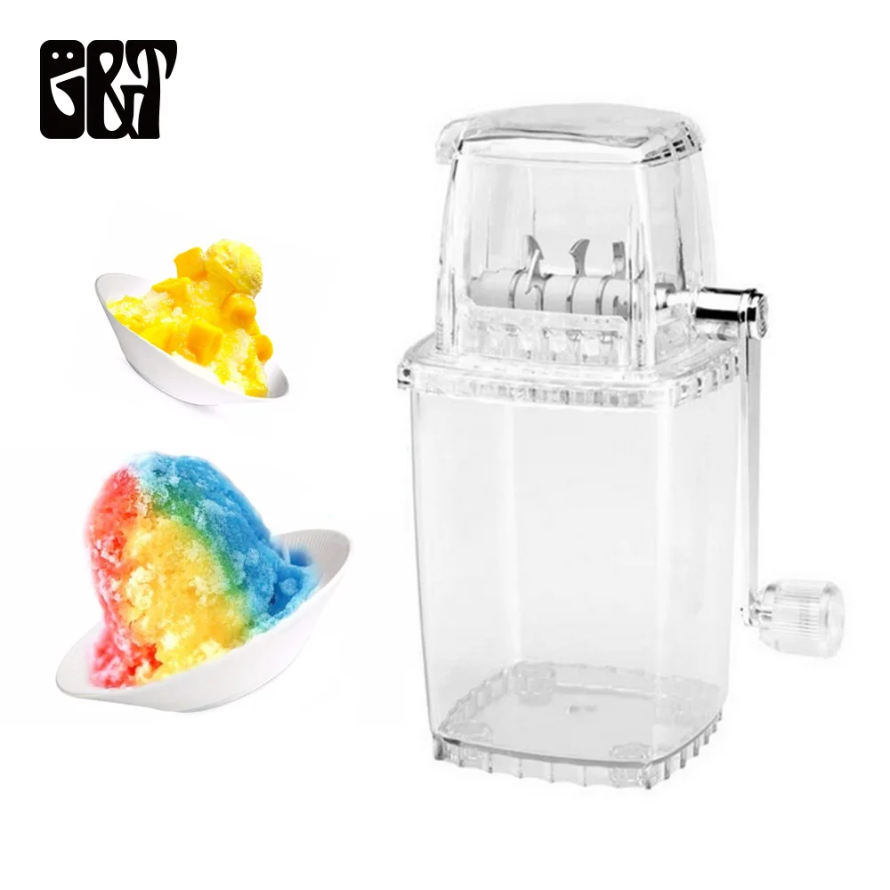 

GT 2L Transparent Manual Ice Crusher Shaver Shredding Machine Portable Snow Cone Maker Household Ice Machine for Drop Shipping