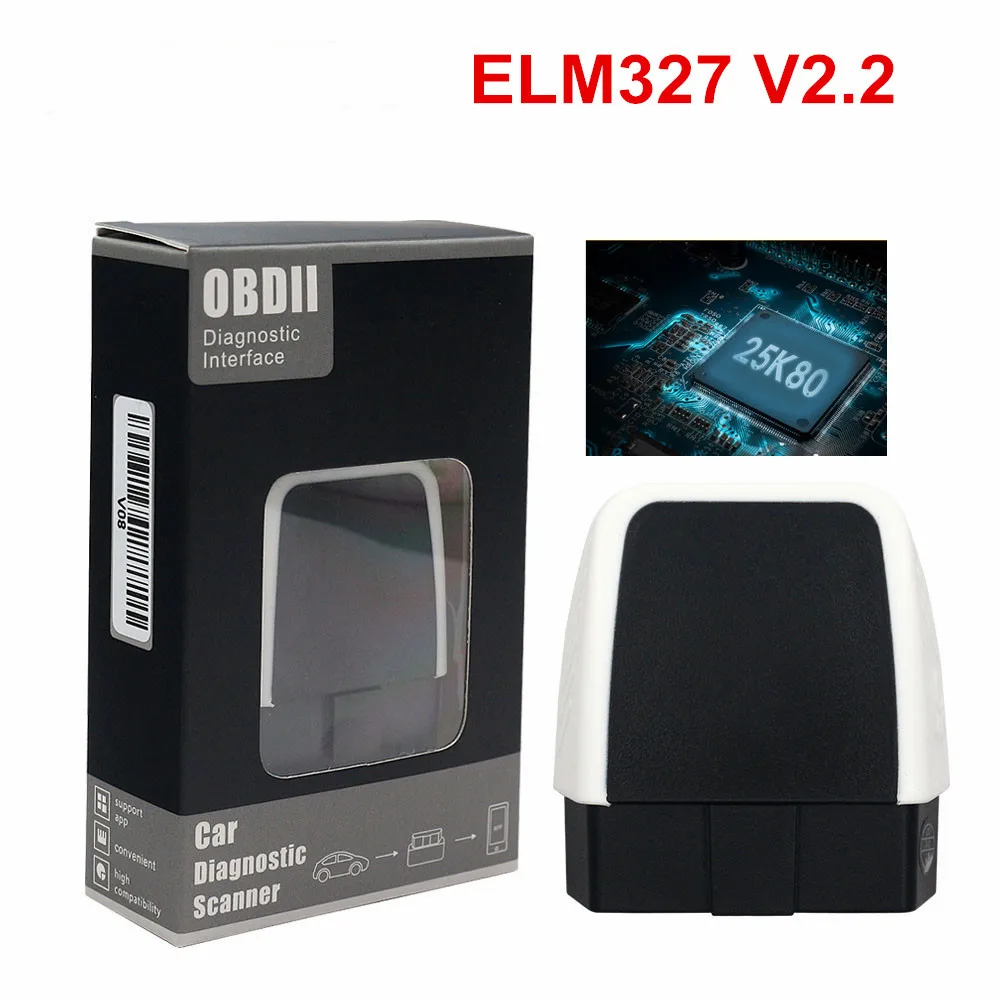 V08 Bluetooth ELM327 2,2 Авто диагностический сканер обновление V1.5 ELM 327 Автомобильный считыватель кодов PIC18F25K80 Чип поддержка освещения