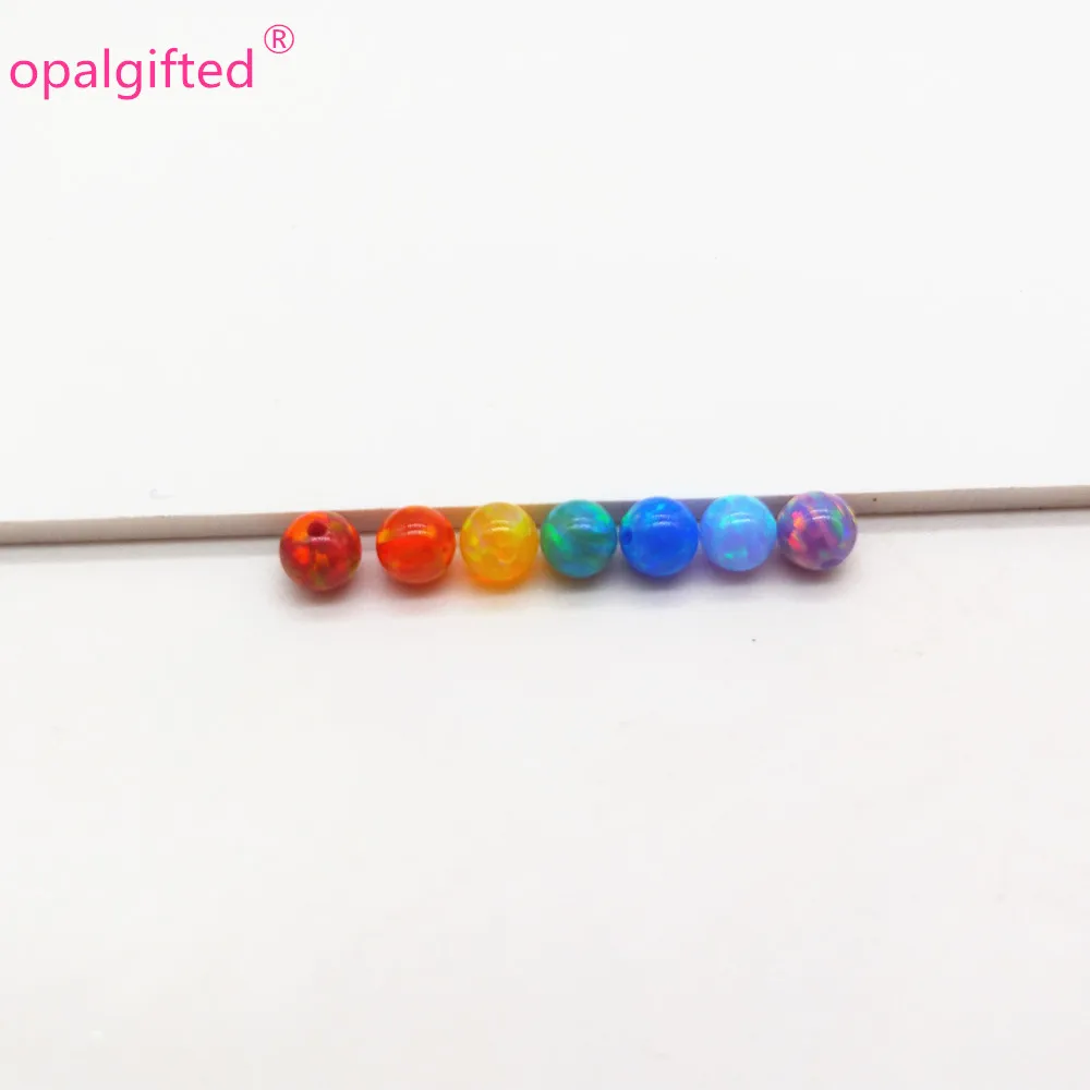 

49pcs/lot (7 colors mixed) 4mm synthetic opal beads stone pendant for making Jewelry rainbow colors opal pendant Free shipping