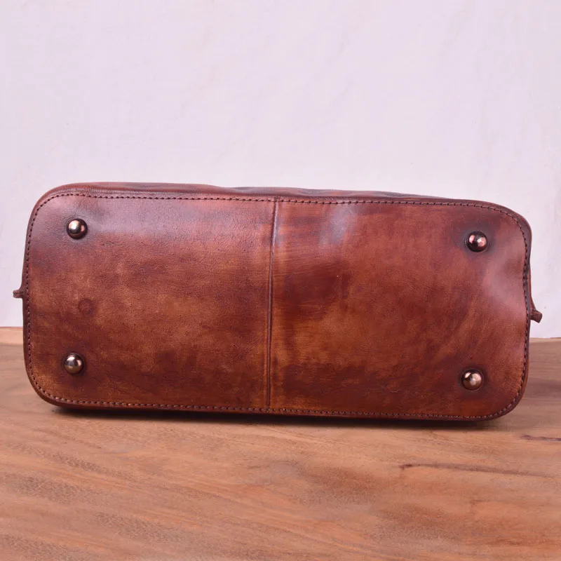 EUMOAN Leather women's stiletto bag, pure hand-painted head layer cowhide women's bag, vintage craft trend women's handbag