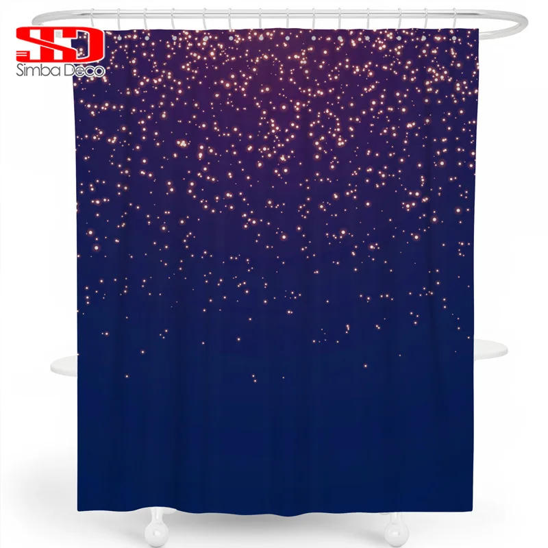 Buy Twinkling Stars Shower Curtains for Bathroom 3D Printing Dark Blue Sky
