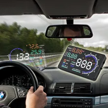 Универсальный A8 5," Автомобильный дисплей на голову HUD проектор OBD II Предупреждение о превышении скорости автомобиля MPH с противоскользящей накладкой топлива спидометр