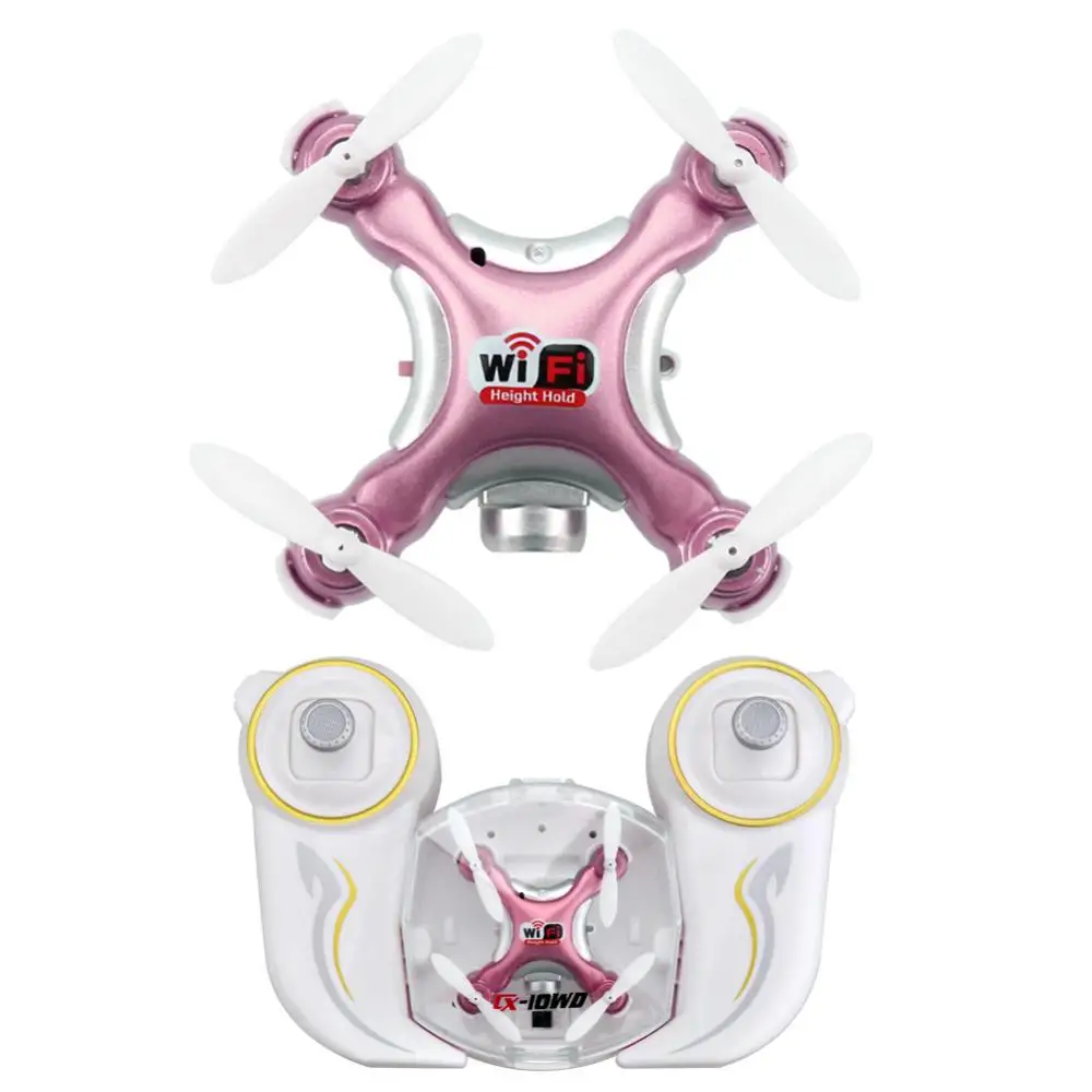 Cheerson CX-10WD-TX 2,4 ГГц 4CH 6-осевой Wi-Fi FPV Quadcopter 3D выворот мини беспилотные летательные аппараты с 0.3MP Камера RC игрушки для детей, подарки - Цвет: Pink with control