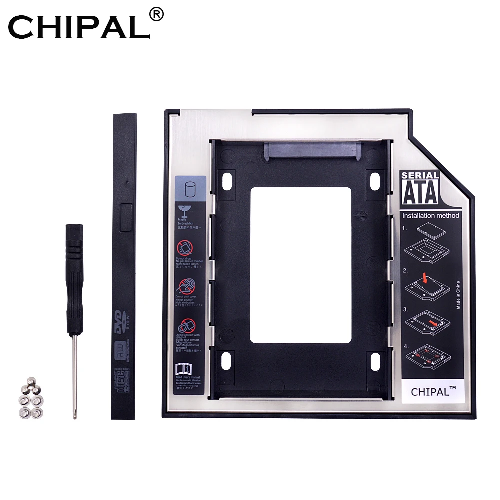 CHIPAL алюминиевый светодиодный 2 й HDD Caddy 9 5 мм 12 7 SATA 3 0 дюймовый SSD чехол HD корпус