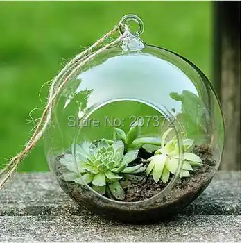 

4pcs/ lot,Transparent,Dia6-12cm Terrarium Borosilicate Hanging Glass Flower Vase & Round Tabletop Vases Home&Wedding Decoration