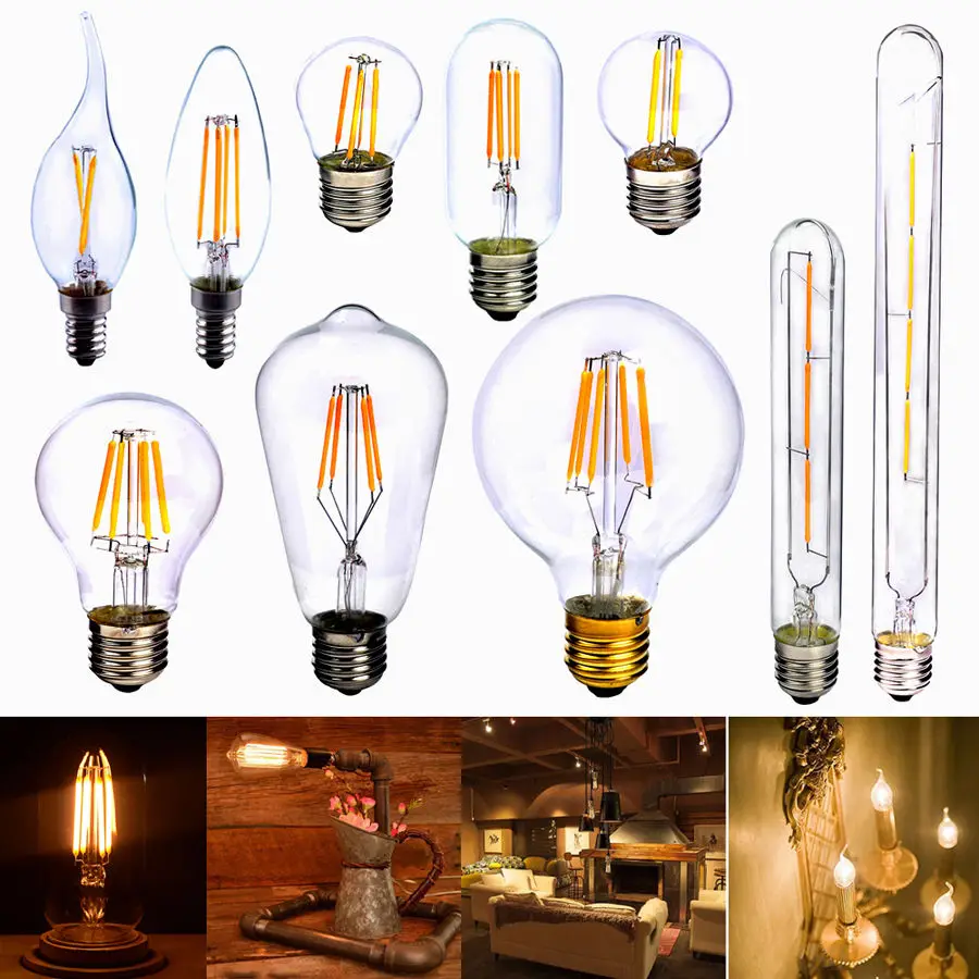 

LightInBox Lamp Globe ST64 T30-185 G80 T45 A60 240V E27 2W 4W 6W 8W COB LED Vintage Retro Edison Filament Light Bulb