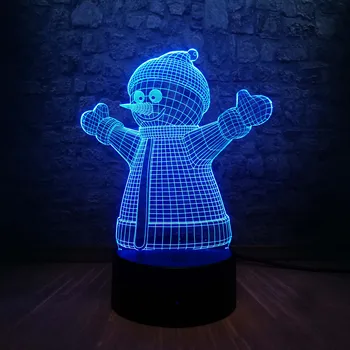 

2017 3D Novel LED Lovely Snowman Decor Night Light Atmosphere 7 Colors Gradient USB Lamp joyful Kids toy Christmas New Year gift