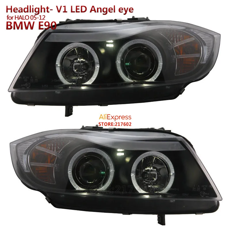 Светодиодные фары проекторы V1 Angel eye для BMW 3 Series E90 318i 320i 325i автомобилей модели Halo