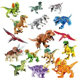 16 шт. динозавра Юрского периода рисунок животный мир Raptor Pterosauria Triceratop Indomirus T-Rex Building Block Игрушка совместима с