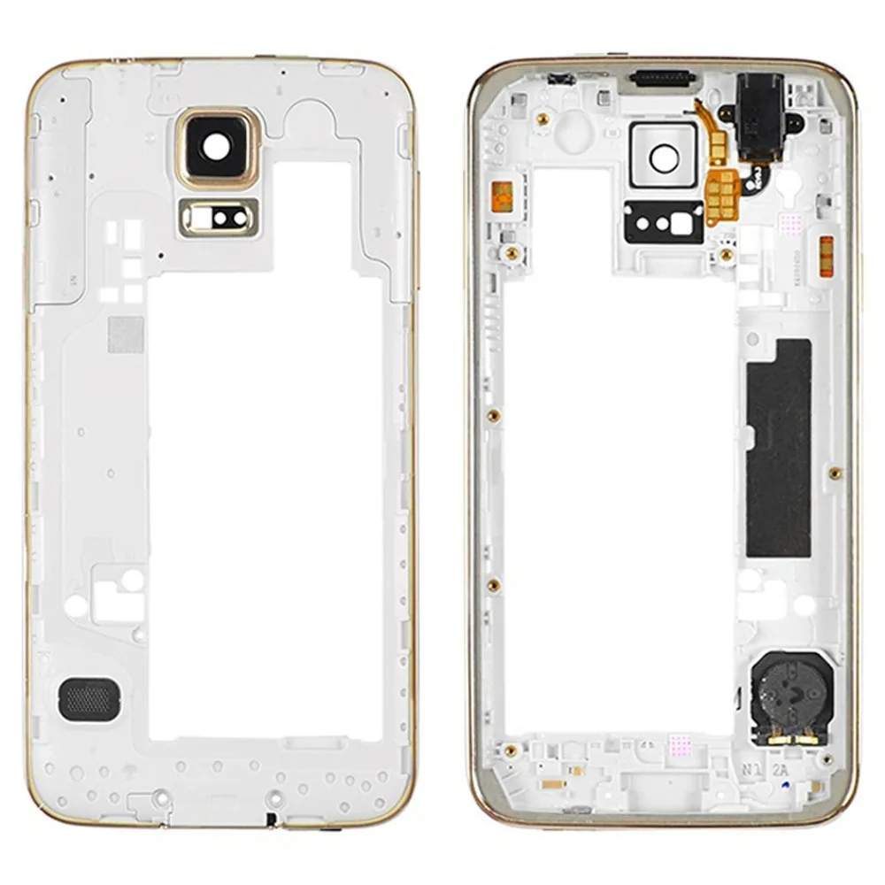 Для Samsung Galaxy S5 SM G900 серебристый/золотистый задний корпус средняя крышка с