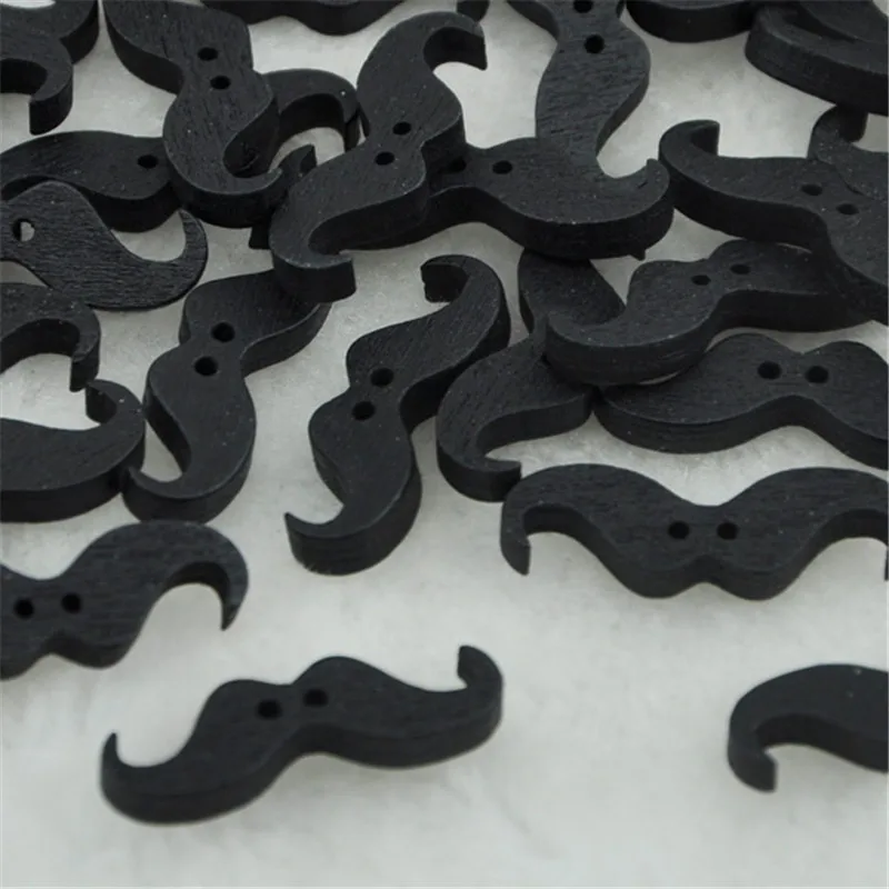 

100 pcs Black Color Cute Mustache Wood Buttons Sewing Mix Lots WB75