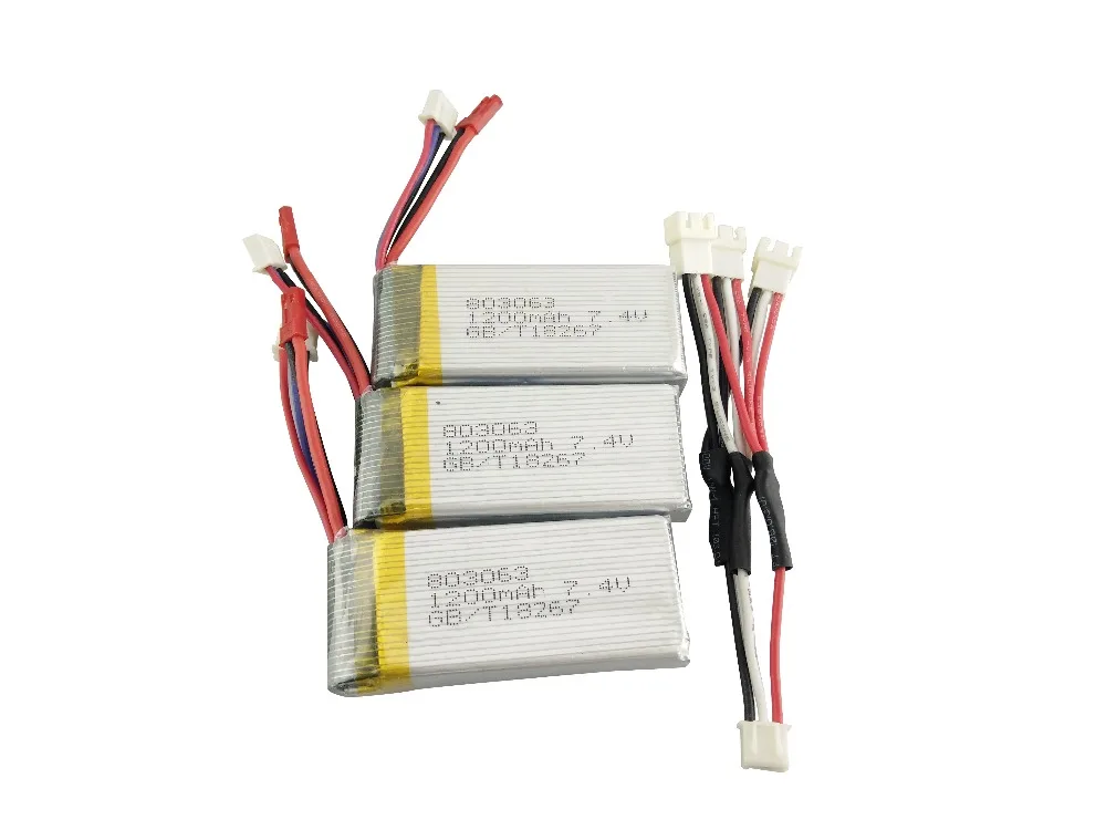 

3 PCS 1 to 3 cable MJX X101 Battery 7.4V 1200mah Battery For MJX X101 Rc Quadcopter Spare Part Battery